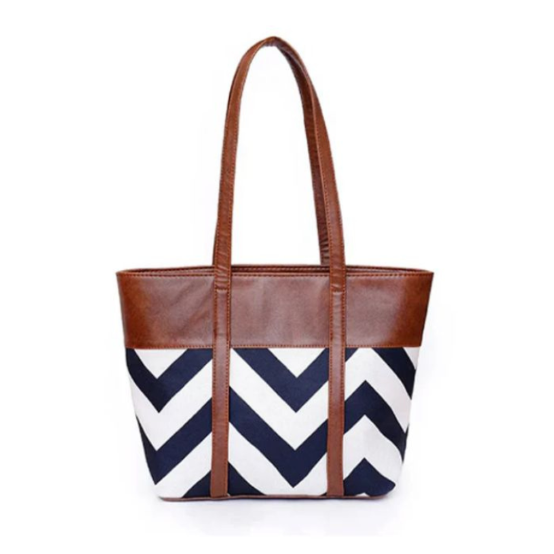 Brown Zigzag Tote Bag