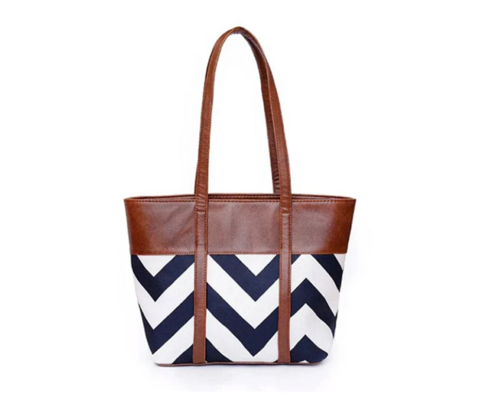 Brown Zigzag Tote Bag